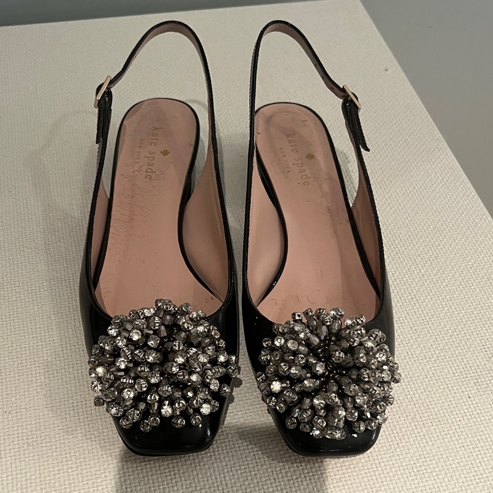 Kate Spade Black Heels with Sparkling Embellishments
